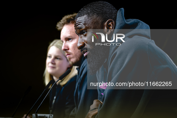 Germany defender Antonio Rudiger attends the press conference at the Allianz Arena for the UEFA Nations League, League phase, Matchday 4 sea...