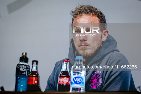 Germany trainer Julian Nagelsmann speaks during the press conference at the Allianz Arena for the UEFA Nations League, League phase, Matchda...