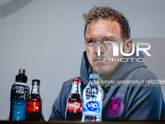 Germany trainer Julian Nagelsmann speaks during the press conference at the Allianz Arena for the UEFA Nations League, League phase, Matchda...