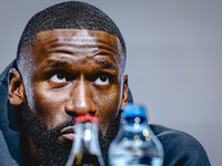 Germany defender Antonio Rudiger attends the press conference at the Allianz Arena for the UEFA Nations League, League phase, Matchday 4 sea...