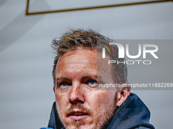 Germany trainer Julian Nagelsmann speaks during the press conference at the Allianz Arena for the UEFA Nations League, League phase, Matchda...