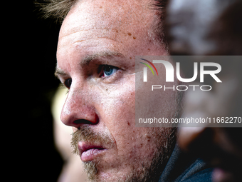 Germany trainer Julian Nagelsmann speaks during the press conference at the Allianz Arena for the UEFA Nations League, League phase, Matchda...