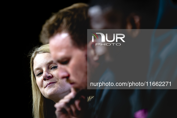 The press chief of Germany speaks during the press conference at the Allianz Arena for the UEFA Nations League, League phase, Matchday 4 of...