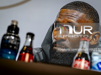 Germany defender Antonio Rudiger attends the press conference at the Allianz Arena for the UEFA Nations League, League phase, Matchday 4 sea...