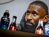 Germany defender Antonio Rudiger attends the press conference at the Allianz Arena for the UEFA Nations League, League phase, Matchday 4 sea...