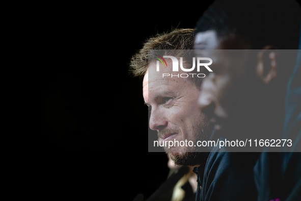 Germany trainer Julian Nagelsmann speaks during the press conference at the Allianz Arena for the UEFA Nations League, League phase, Matchda...