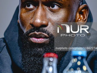 Germany defender Antonio Rudiger attends the press conference at the Allianz Arena for the UEFA Nations League, League phase, Matchday 4 sea...