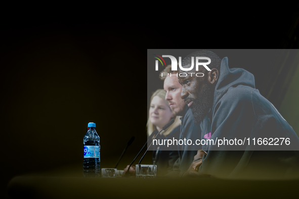 Germany defender Antonio Rudiger attends the press conference at the Allianz Arena for the UEFA Nations League, League phase, Matchday 4 sea...