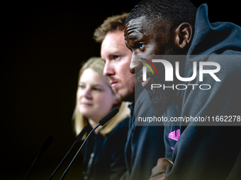 Germany defender Antonio Rudiger attends the press conference at the Allianz Arena for the UEFA Nations League, League phase, Matchday 4 sea...