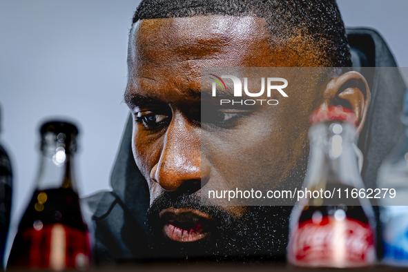 Germany defender Antonio Rudiger attends the press conference at the Allianz Arena for the UEFA Nations League, League phase, Matchday 4 sea...