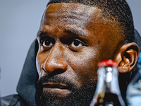 Germany defender Antonio Rudiger attends the press conference at the Allianz Arena for the UEFA Nations League, League phase, Matchday 4 sea...