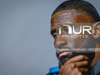 Germany defender Antonio Rudiger attends the press conference at the Allianz Arena for the UEFA Nations League, League phase, Matchday 4 sea...