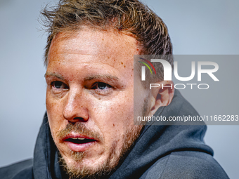 Germany trainer Julian Nagelsmann speaks during the press conference at the Allianz Arena for the UEFA Nations League, League phase, Matchda...