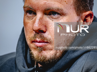 Germany trainer Julian Nagelsmann speaks during the press conference at the Allianz Arena for the UEFA Nations League, League phase, Matchda...