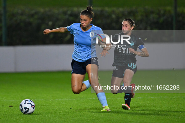 Caterina Fracaros of Napoli Femminile and Noemi Visentin of S.S. Lazio are in action during the 6th day of the Serie A Femminile eBay Champi...