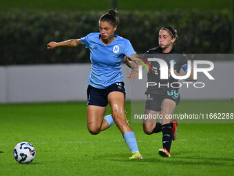 Caterina Fracaros of Napoli Femminile and Noemi Visentin of S.S. Lazio are in action during the 6th day of the Serie A Femminile eBay Champi...