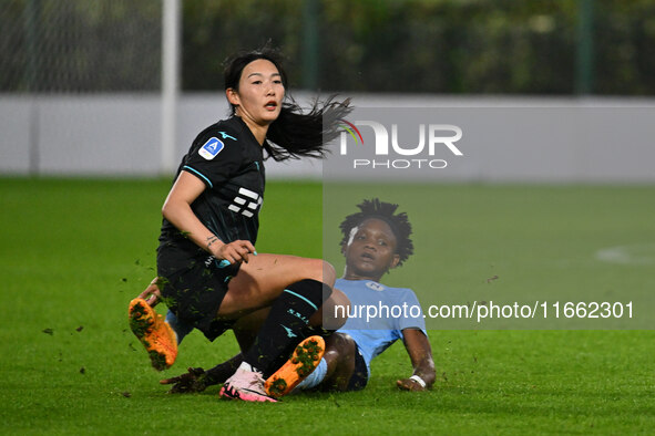 Lina Yang of S.S. Lazio and Olamide Sandra Adugbe of Napoli Femminile are in action during the 6th day of the Serie A Femminile eBay Champio...