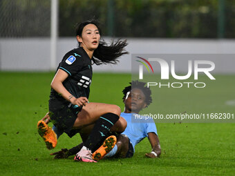 Lina Yang of S.S. Lazio and Olamide Sandra Adugbe of Napoli Femminile are in action during the 6th day of the Serie A Femminile eBay Champio...