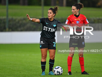 Flaminia Simonetti of S.S. Lazio and Referee Silvia Gasperotti are in action during the 6th day of the Serie A Femminile eBay Championship b...