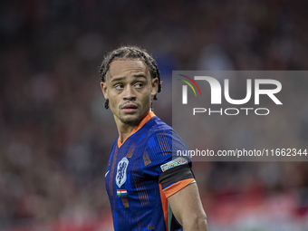 Xavi Simons of the Netherlands participates in the UEFA Nations League Group match at Puskas Arena in Budapest, Hungary, on October 11, 2024...