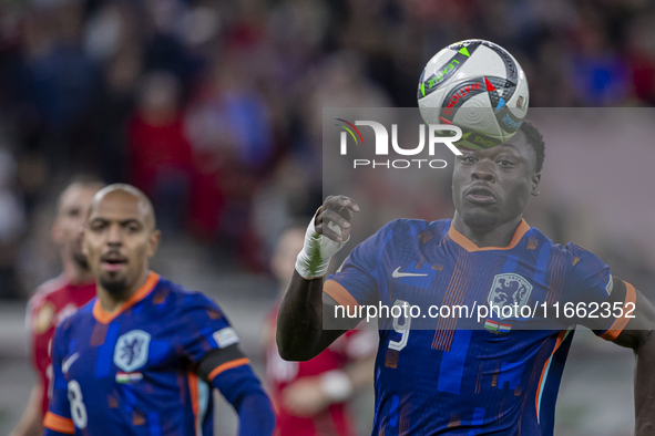 Brian Brobbey of the Netherlands participates in the UEFA Nations League Group match at Puskas Arena in Budapest, Hungary, on October 11, 20...