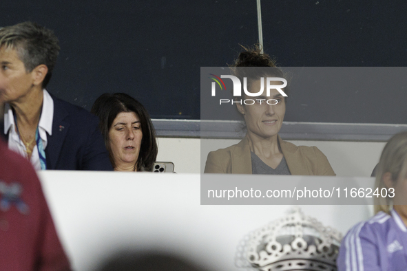 Montse Tome, the Spanish national football team coach, attends the LIGA F match between Real Madrid and Atletico de Madrid at Alfredo Di Ste...