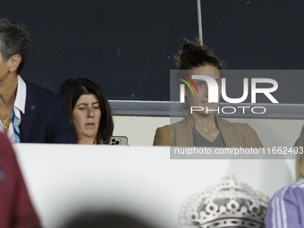 Montse Tome, the Spanish national football team coach, attends the LIGA F match between Real Madrid and Atletico de Madrid at Alfredo Di Ste...