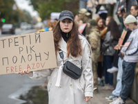 A protest demands the release of the Ukrainian military held captive in Russia, particularly the soldiers of the Azov regiment and the marin...