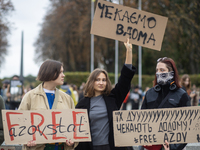 A protest demands the release of the Ukrainian military held captive in Russia, particularly the soldiers of the Azov regiment and the marin...