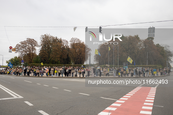 A protest demands the release of the Ukrainian military held captive in Russia, particularly the soldiers of the Azov regiment and the marin...