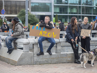 A protest demands the release of the Ukrainian military held captive in Russia, particularly the soldiers of the Azov regiment and the marin...