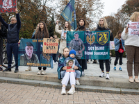 A protest demands the release of the Ukrainian military held captive in Russia, particularly the soldiers of the Azov regiment and the marin...