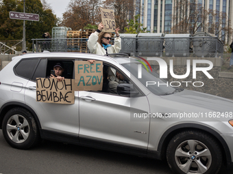 A protest demands the release of the Ukrainian military held captive in Russia, particularly the soldiers of the Azov regiment and the marin...