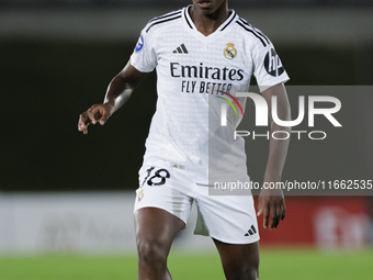 Linda Caicedo of Real Madrid women is in action during the LIGA F match between Real Madrid and Atletico de Madrid at Alfredo Di Stefano sta...