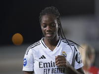 Naomie Feller of Real Madrid women plays during the LIGA F match between Real Madrid and Atletico de Madrid at Alfredo Di Stefano stadium in...