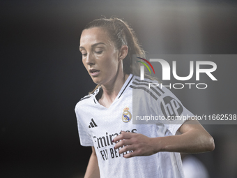 Caroline Weir of Real Madrid women plays during the LIGA F match between Real Madrid and Atletico de Madrid at Alfredo Di Stefano stadium in...