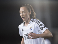 Caroline Weir of Real Madrid women plays during the LIGA F match between Real Madrid and Atletico de Madrid at Alfredo Di Stefano stadium in...