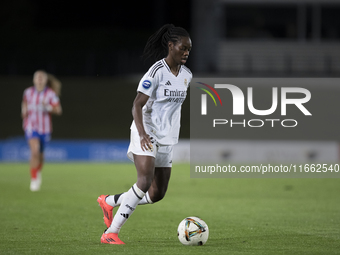 Naomie Feller of Real Madrid women is in action during the LIGA F match between Real Madrid and Atletico de Madrid at Alfredo Di Stefano sta...