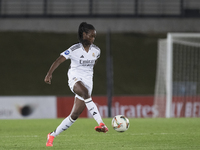 Naomie Feller of Real Madrid women is in action during the LIGA F match between Real Madrid and Atletico de Madrid at Alfredo Di Stefano sta...