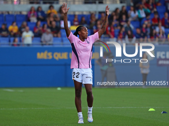 Daniela Caracas plays during the match between FC Barcelona Women and RCD Espanyol Women, corresponding to week 6 of the Liga F, at the Joha...