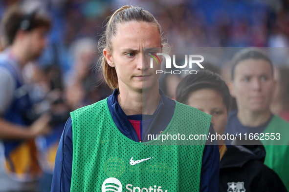 Caroline Graham Hansen plays during the match between FC Barcelona Women and RCD Espanyol Women, corresponding to week 6 of the Liga F, at t...