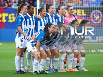 The RCD Espanyol team plays during the match between FC Barcelona Women and RCD Espanyol Women, corresponding to week 6 of the Liga F, at th...