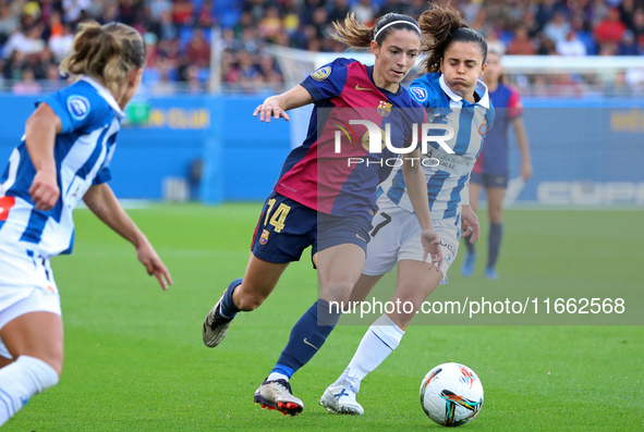 Aitana Bonmati and Carolina Marin play during the match between FC Barcelona Women and RCD Espanyol Women, corresponding to week 6 of the Li...