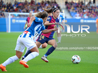 Aitana Bonmati plays during the match between FC Barcelona Women and RCD Espanyol Women, corresponding to week 6 of the Liga F, at the Johan...