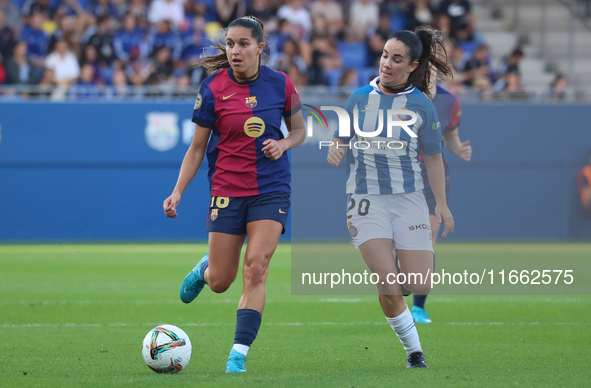 Kika Nazareth and Ainoa Campo play during the match between FC Barcelona Women and RCD Espanyol Women, corresponding to week 6 of the Liga F...