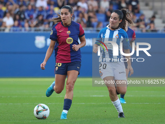 Kika Nazareth and Ainoa Campo play during the match between FC Barcelona Women and RCD Espanyol Women, corresponding to week 6 of the Liga F...