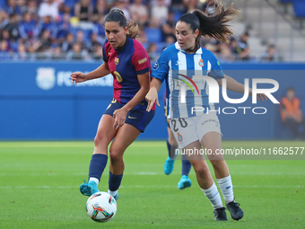 Kika Nazareth and Ainoa Campo play during the match between FC Barcelona Women and RCD Espanyol Women, corresponding to week 6 of the Liga F...