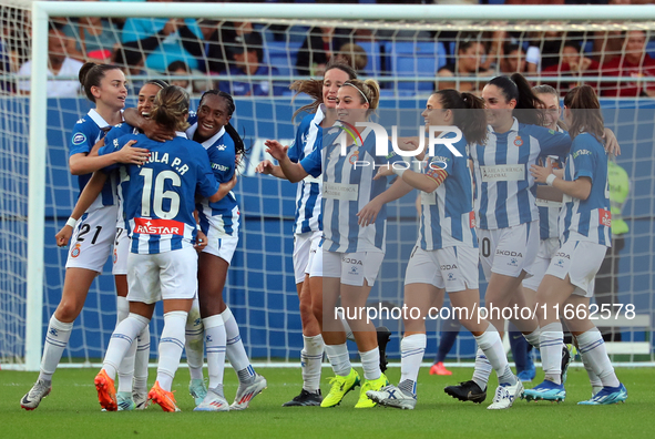 RCD Espanyol celebrates a goal during the match between FC Barcelona Women and RCD Espanyol Women, corresponding to week 6 of Liga F, at the...