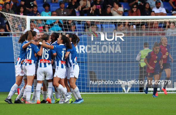 RCD Espanyol celebrates a goal during the match between FC Barcelona Women and RCD Espanyol Women, corresponding to week 6 of Liga F, at the...