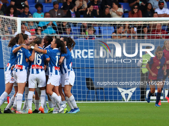 RCD Espanyol celebrates a goal during the match between FC Barcelona Women and RCD Espanyol Women, corresponding to week 6 of Liga F, at the...